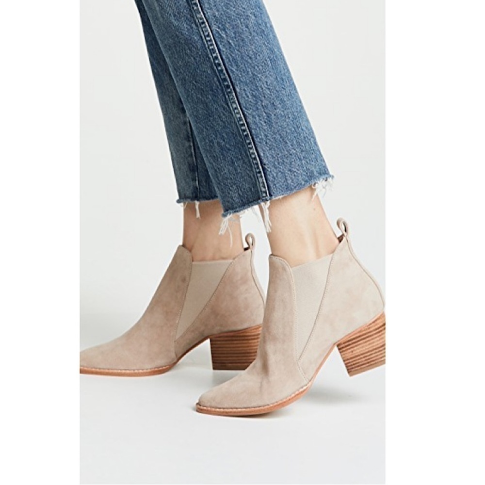 Anthropologie-Sol Sana Suede Wheat/Cream Bruno Booties (Size:37)